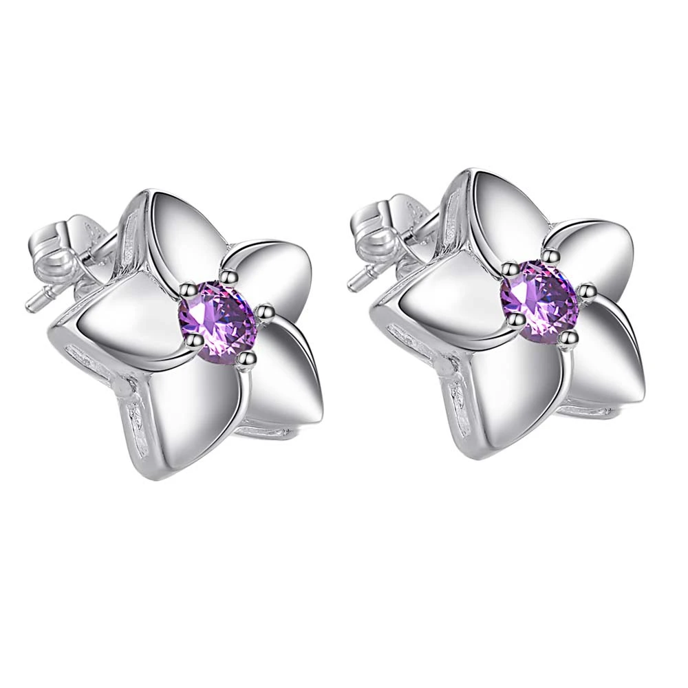 sliver costume jewelry women's earrings star purple stud earrings