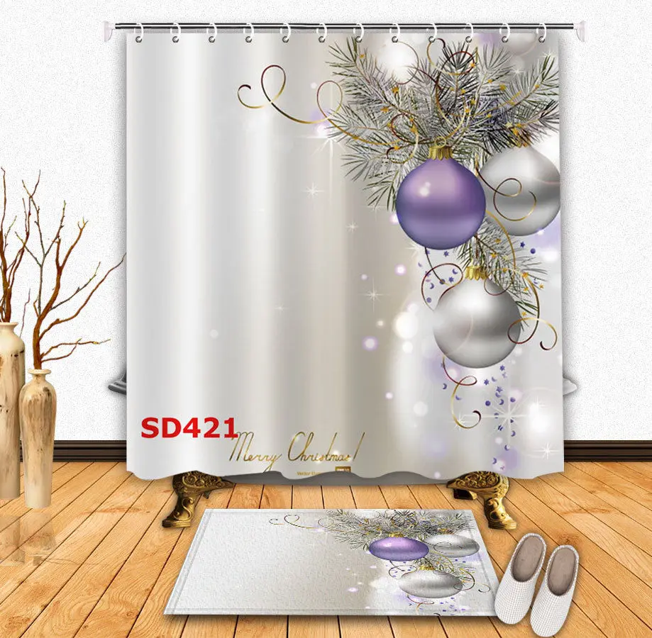 White & Purple Christmas Ornament Balls Ribbon Snowflakes Fabric Shower