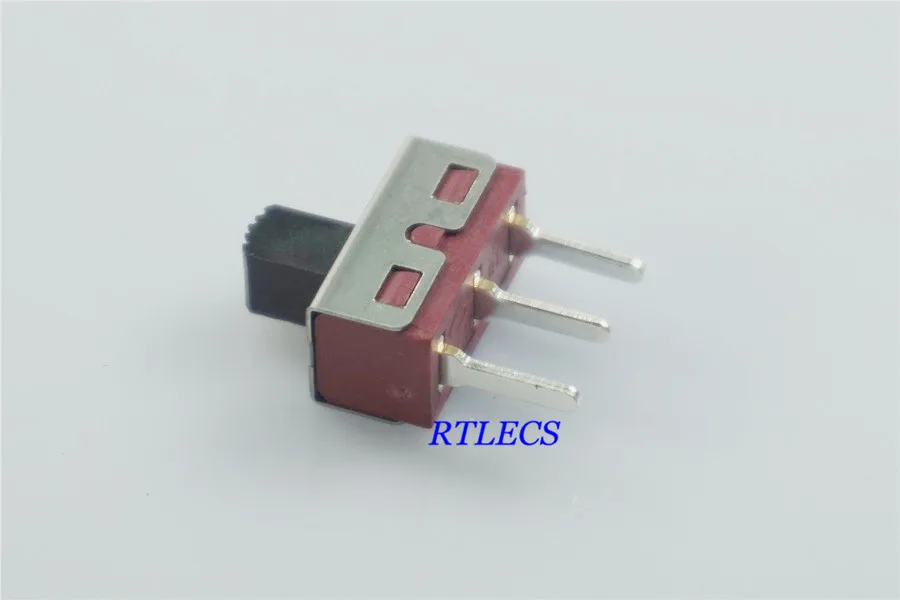 10 шт. скользящий переключатель 1P2T SPDT 3 pin рейтинг 2A 125 В красная изоляционная Ручка