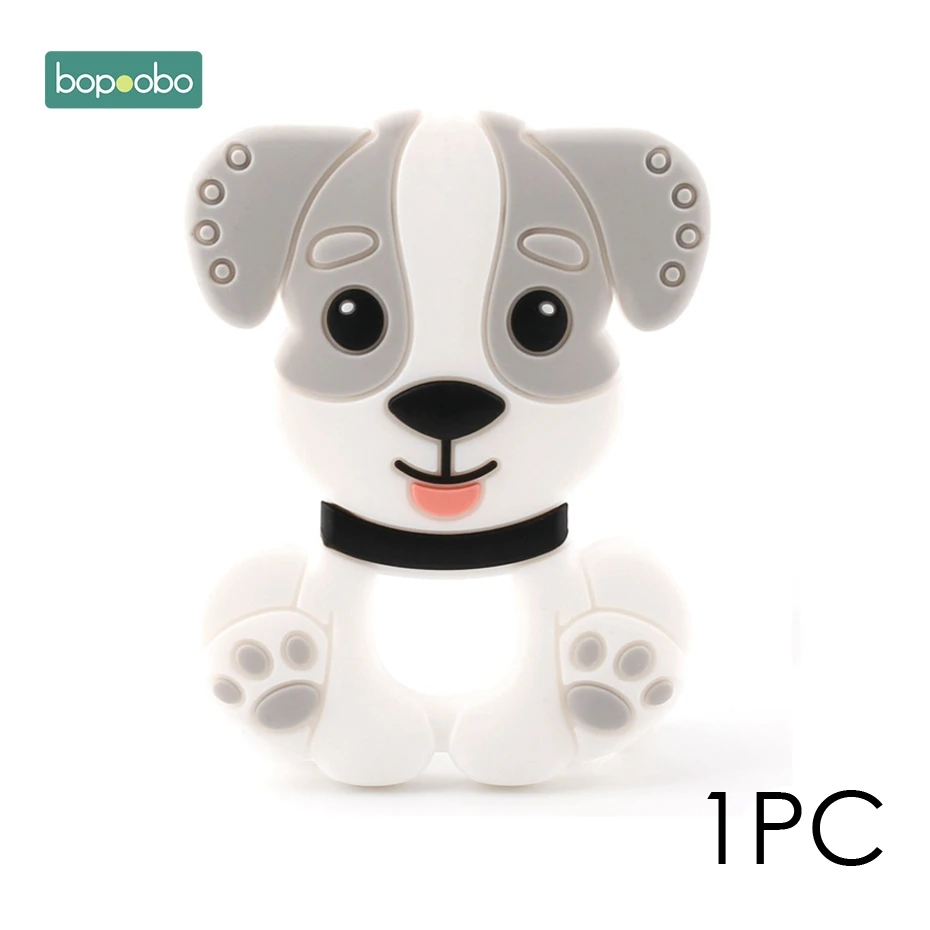 Bopobo, мини грызунок для собак, силиконовый, 15 мм, прорезыватель, бусины, маленькие грызуны, жемчуг, 0-12 месяцев, силиконовый, единорог, погремушка, детский Прорезыватель - Цвет: Gray Dog