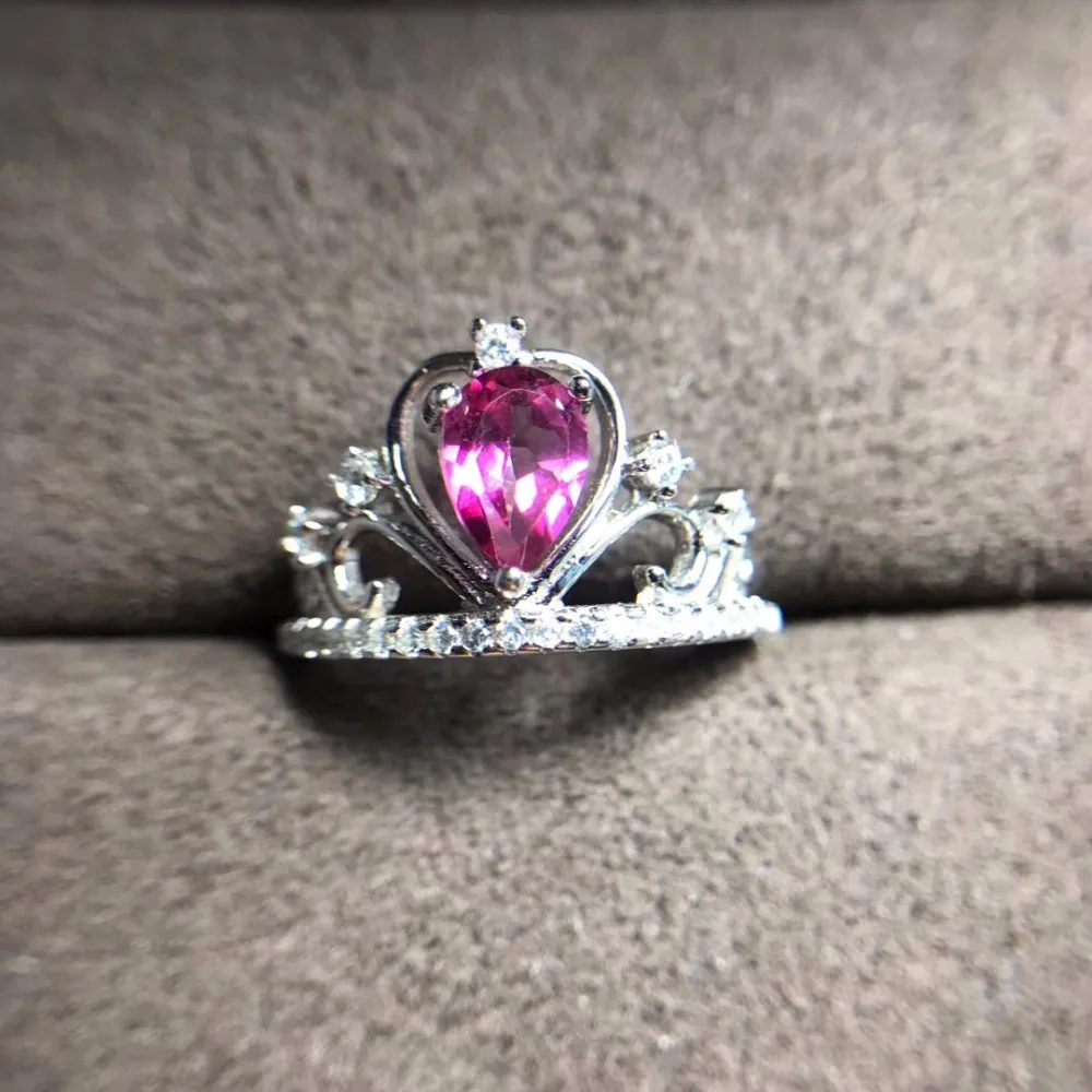 

Uloveido 925 Sterling Silver Princess Crown Teardrop Ring, 0.9ct Red Topaz, Excellent Pear Cut Gemstone Wedding Rings FJ356