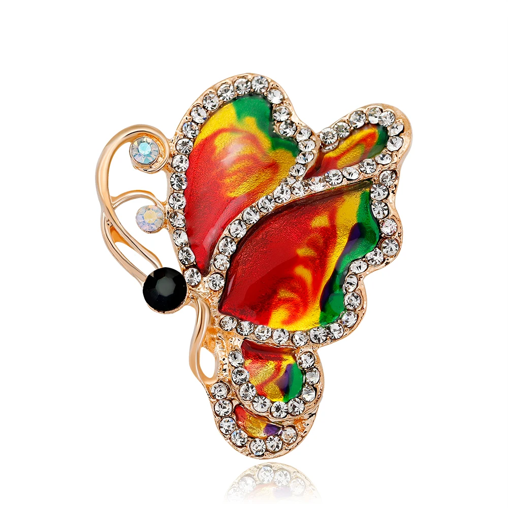 

factory price 3 colors for choose OPal rhinestone brooches for wedding butterfly brooch for women fashion jewelry good gift