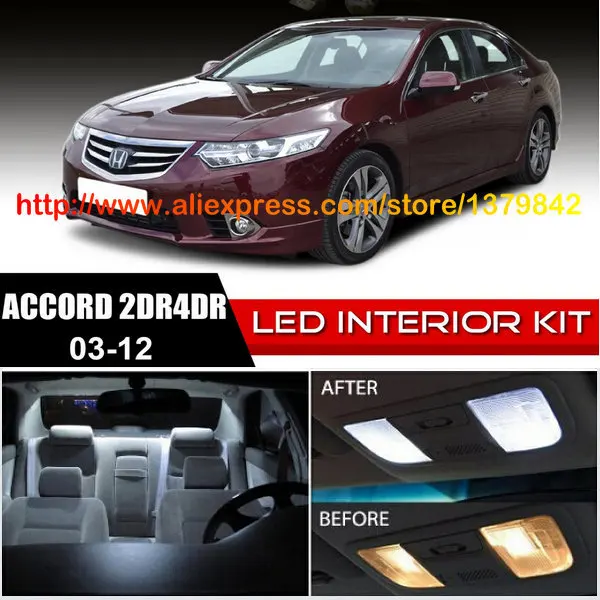 

Free Shipping 12Pcs/Lot 12v Xenon White/Blue Package Kit LED Interior Lights For 03-12 Honda Accord 4dr