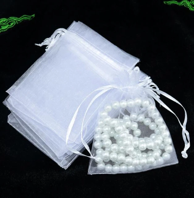 50pcs/lot Adjustable Drawstring Organza Bag 5x7cm 7x9cm 9x12cm 10x15cm  Jewelry Packaging Candy Wedding Party Gifts Pouches