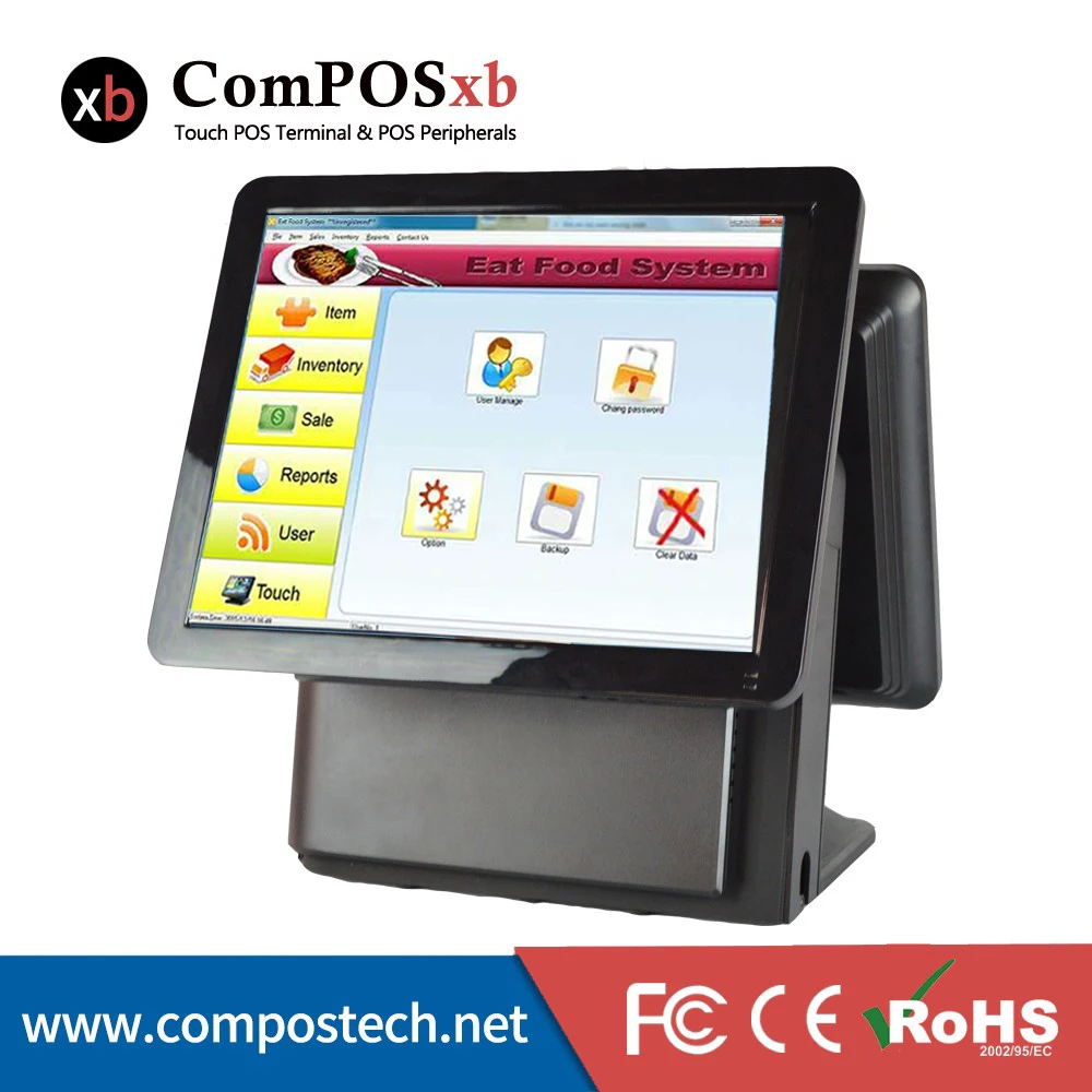 

4GB Memory High quality,made in china 15 inch all in one lcd touch screen Dual Screen Pos Machine For Gymnasium