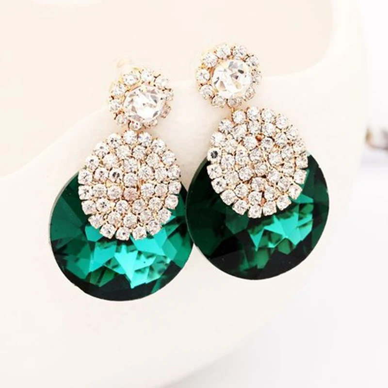 Модные аксессуары, украшения, сверкающие кристаллы, круглые стразы, индивидуальный характер, золотые серьги-гвоздики для женщин# E233