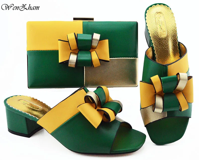 

Party Green Shoes and Matching Bag 38-43 Italian Matching Nice Shoes and Bag Set With Mixed the colors Hottest soft shoe B87-13