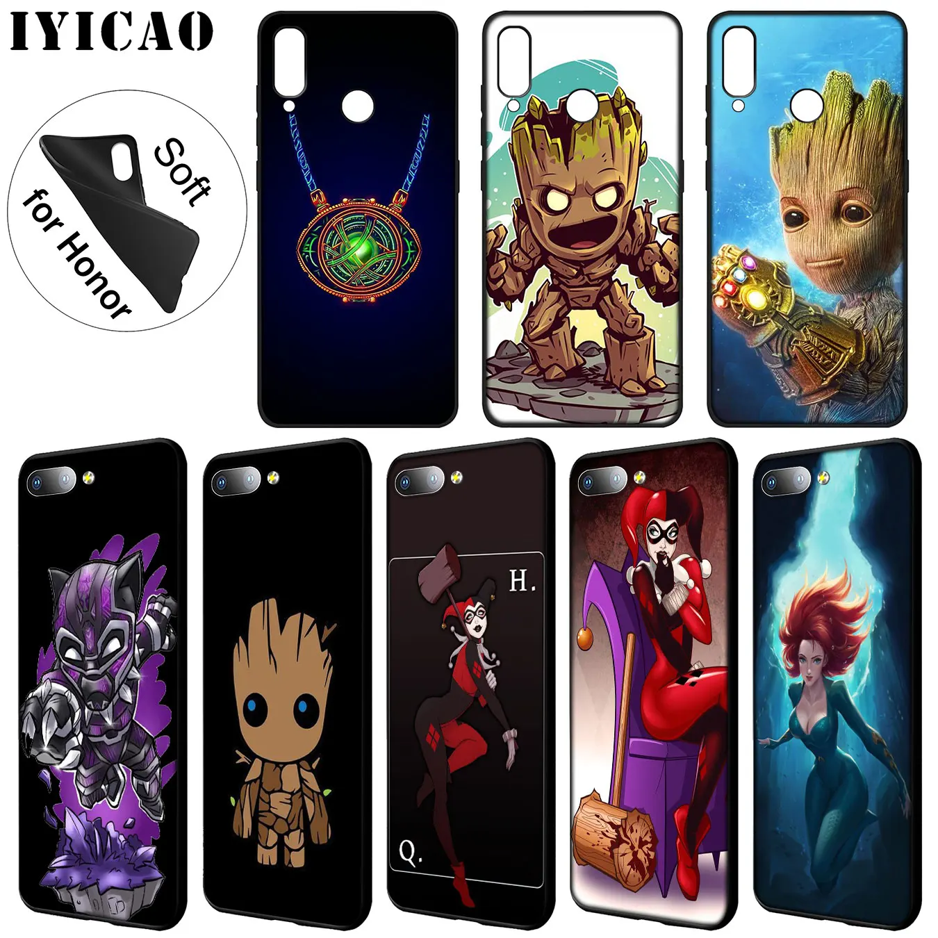 IYICAO аниме MARVEL Мстители Мягкий силиконовый чехол для Huawei Y9 Y7 Y6 Prime 2019 Honor 20 8C 8X 8 9 9X 10