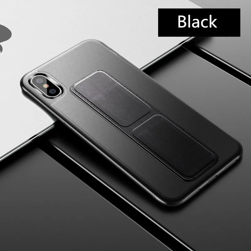Для iPhone 11 XS Max X XR 8 7 6 6s plus чехол кожаный чехол тонкий Ультратонкий чехол кольцо держатель подставка Магнитный для крепления автомобиля - Цвет: Черный