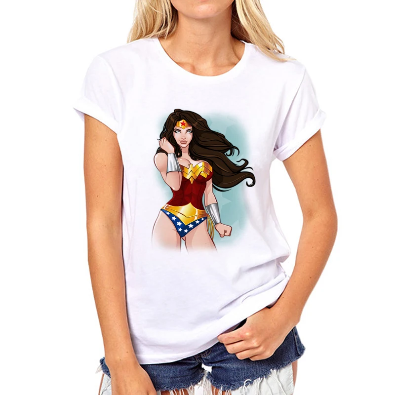 

Wonder Woman T Shirt Women 2018 Tee Shirt Graphic Tees girl T-shirt Tops Women 2018 Fashion Harajuku Brand girl T Shirt N5-19#