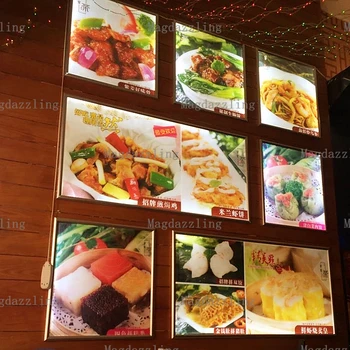 

LED Illuminated Snap Frame Menu Poster Light Boxes 16"x24" Restaurant Aluminum Frame LED Edgelit Menu Boards