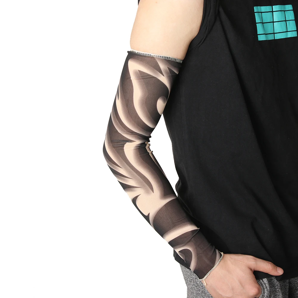 1 шт. мода унисекс нейлон накладная татуировка на руку теплые временные тату-рукава УФ Защита для бега велокросса занятия спортом на открытом воздухе