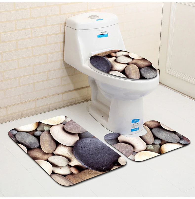 Microfiber Toilet Mats 3pcs Bath Mat Set Shell Stone Printed Bathroom Rugs Set Anti Slip Toilet Foot Mats Carpet Bath Decor Rug Bath Mats Aliexpress