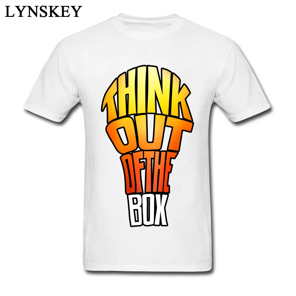 Men T-shirts Summer Custom Short Sleeve Summer/Autumn Tops Tees Rife Round Neck 100% Cotton Sweatshirts Think Out of the Box Think Out of the Box white