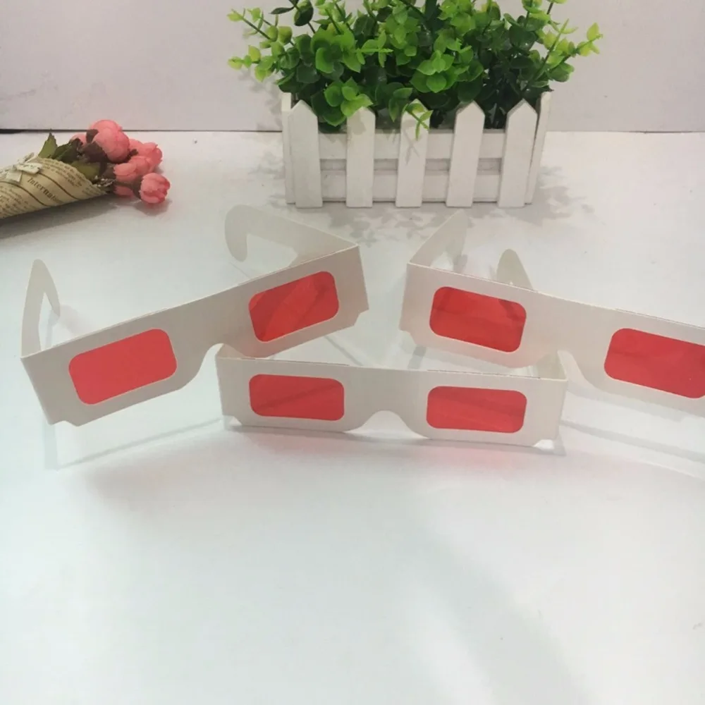 

10pcs White/Blue/Purple Paper Frame Secret 3D Decoder Glasses,Red Red Lens Filters Paper 3D Decipher Glasses