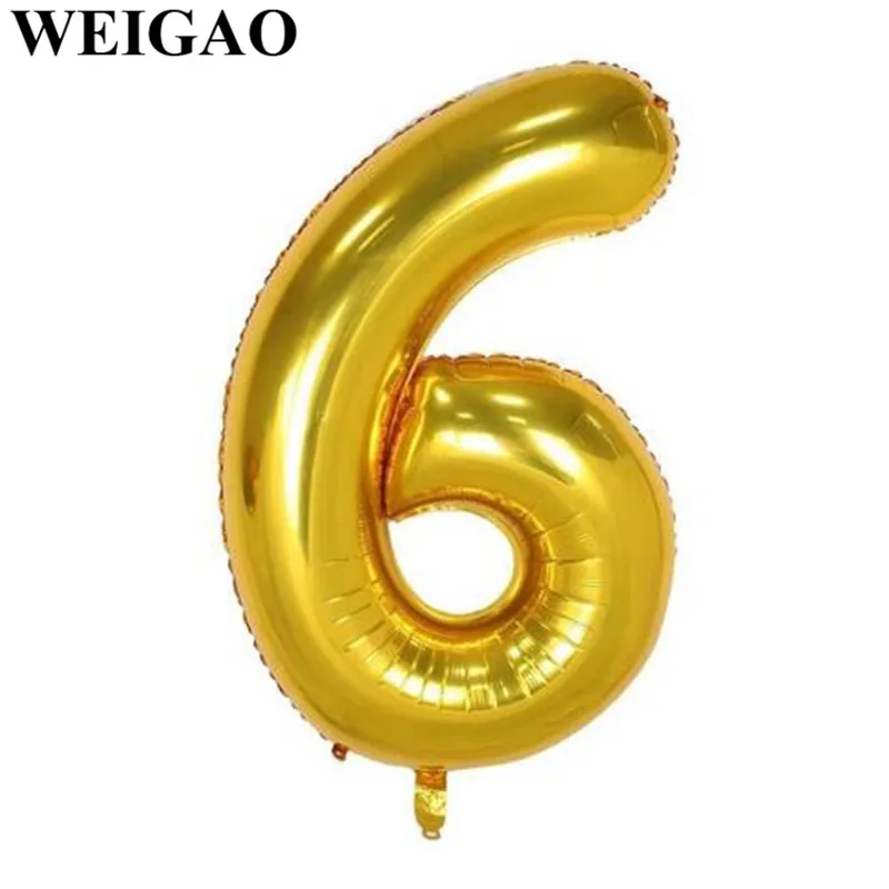 Gold 6 1Pc 40inch Giant 0-9 Birthday Number Balloons Digit Foil Balloon Wedding Anniversary Decorations Helium Balon Birthday Supplies - Цвет: Gold 6