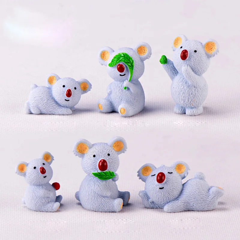 Серая игрушка медведь из смолы модель животного миниатюрные Мультяшные фигурки