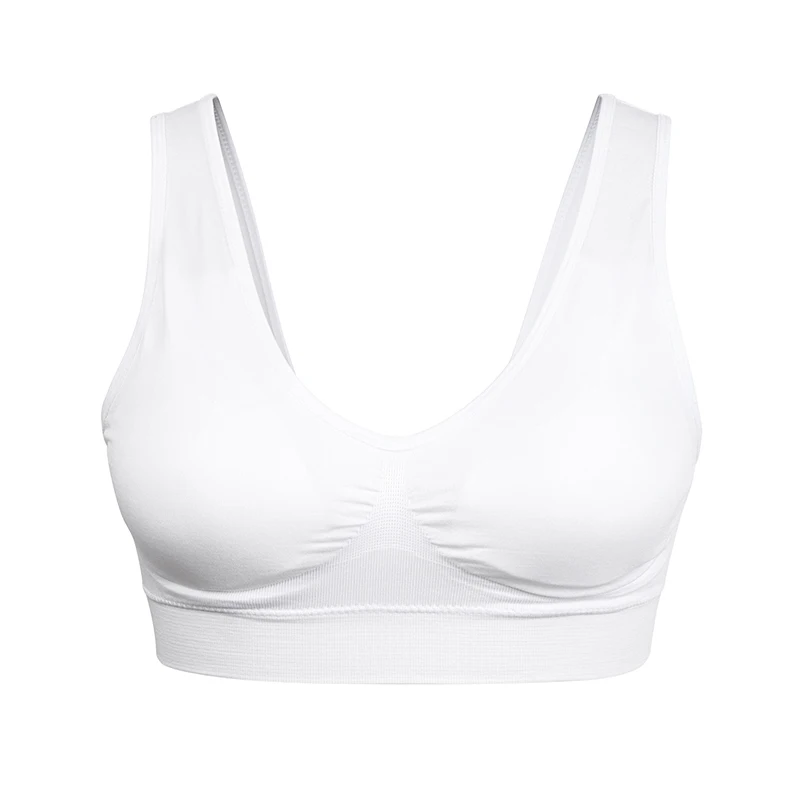 WANAYOU Lace Solid Sports Bra,Plus Size XXL XXXL U Back Seamless Sports Bra Top,Padded Wirefree Breathable Yoga Bra for Women - Цвет: 60024 Solid White