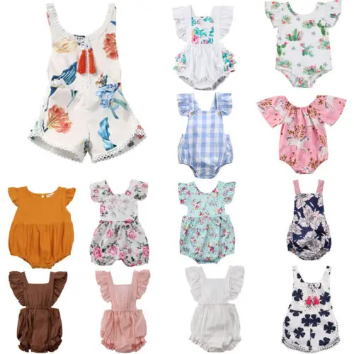 

Cute Newborn Infant Kids Baby Boy Girl White Bodysuit Jumpsuit Clothes Outfits