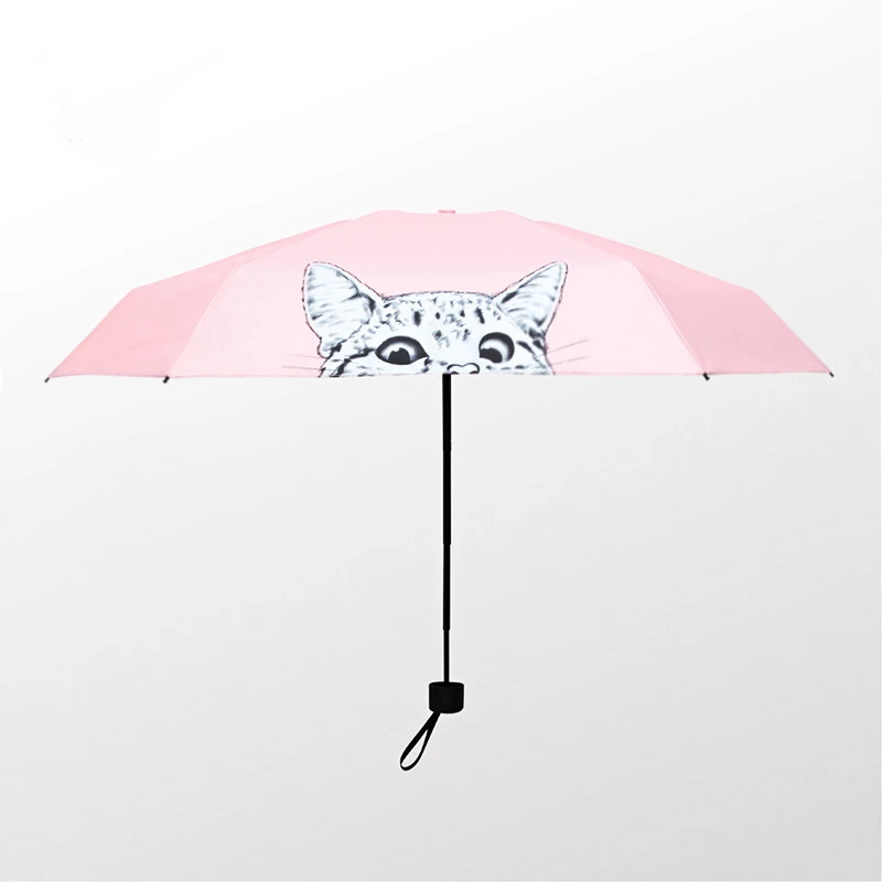 YADA Ultralight Mini Cartoon Dog Cat Umbrella Rain Women uv Cute Charm Umbrella For Womens Windproof Five Folding Umbrella YS690