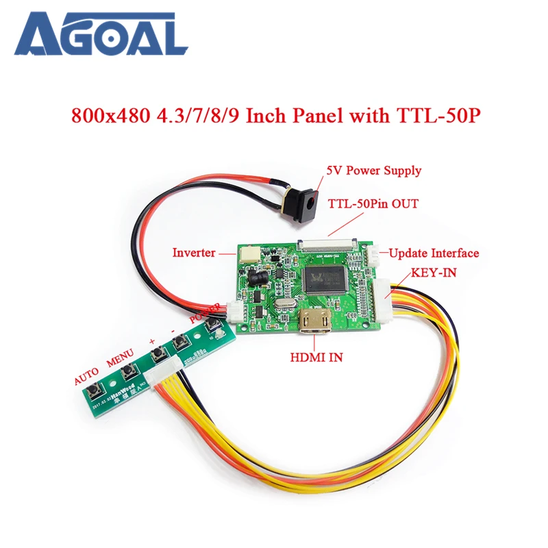 HDMI VGA 2AV LCD Driver Board For 6.5/" 7/" 8/" 9/" AT065TN14 AT070TN92 800x480 LCD