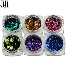 1 шт Хамелеон волшебный ногтей Блестящий сверкающий порошок пигмент Маникюр пыль неправильный дизайн ногтей смешанные цвета украшения JIBS01-06