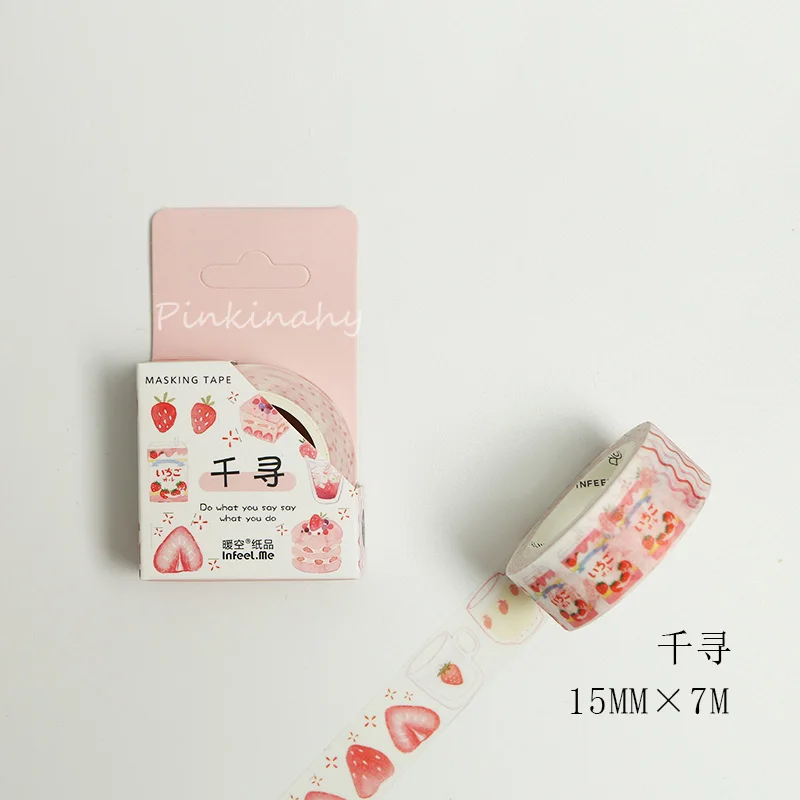 Beatiful Flowers Bullet Journal Washi Tape Adhesive Tape DIY Scrapbooking Peach Strawberry Fruit Masking Tape - Color: 13