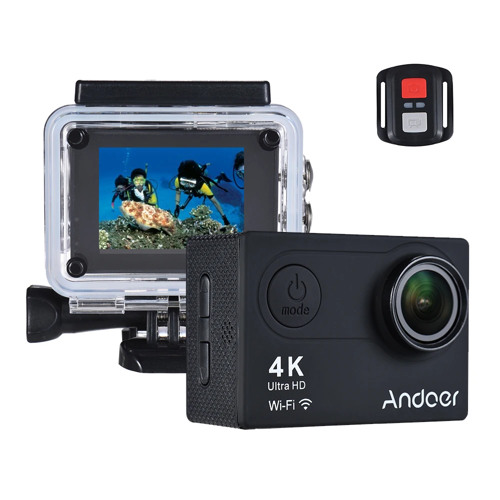 Andoer AN6000 Экшн-камера 4 K 16MP WiFi Спортивная экшн-камера 1080 P дистанционное управление HD " lcd 170 широкоугольный объектив Экшн-камера - Цвет: Black