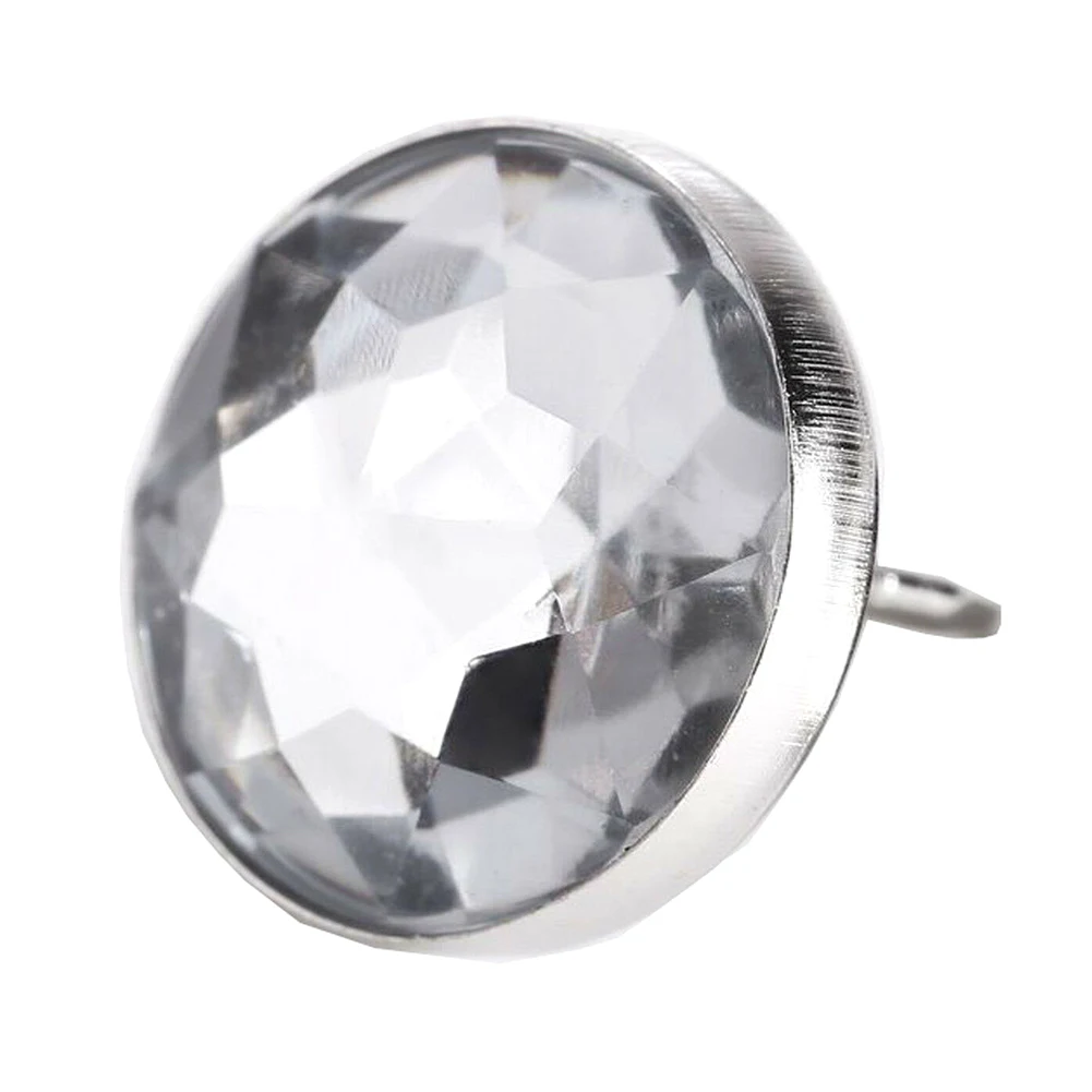

20pcs Decorative Furniture Shining Glass Button DIY Metal Base Craft Upholstery Sofa Headboard Artificial Crystal With Back Nail