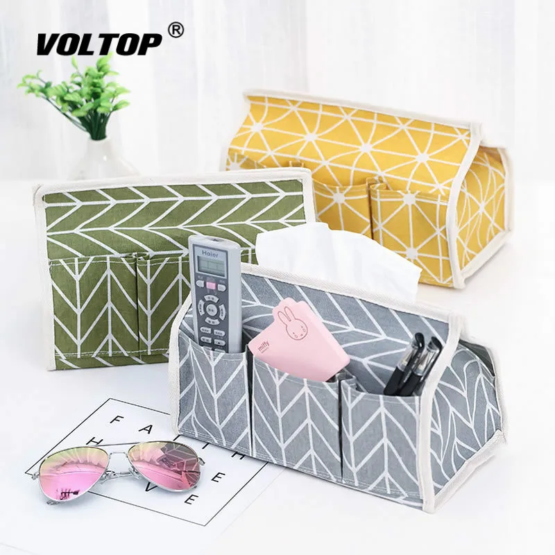 

Cotton Linen Art Tissue Box Car Paper Towels Holder Cover Room Car Sofa Hotel Kitchen Decorative Paper Container Case