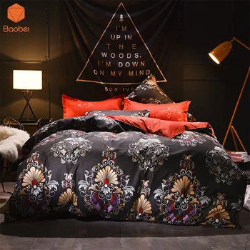 

Flowers Black Soft comforter bedding sets Mandala Pillowcase Printed Polyester Duvet Cover Set Full Queen King SizeSj118
