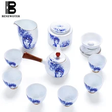 10 шт./компл. Peking Opera керамический чайный набор чайный горшок чайная чашка чайный Caddy фильтр голубой и белый фарфоровый чайный набор кунг-фу подарочная коробка