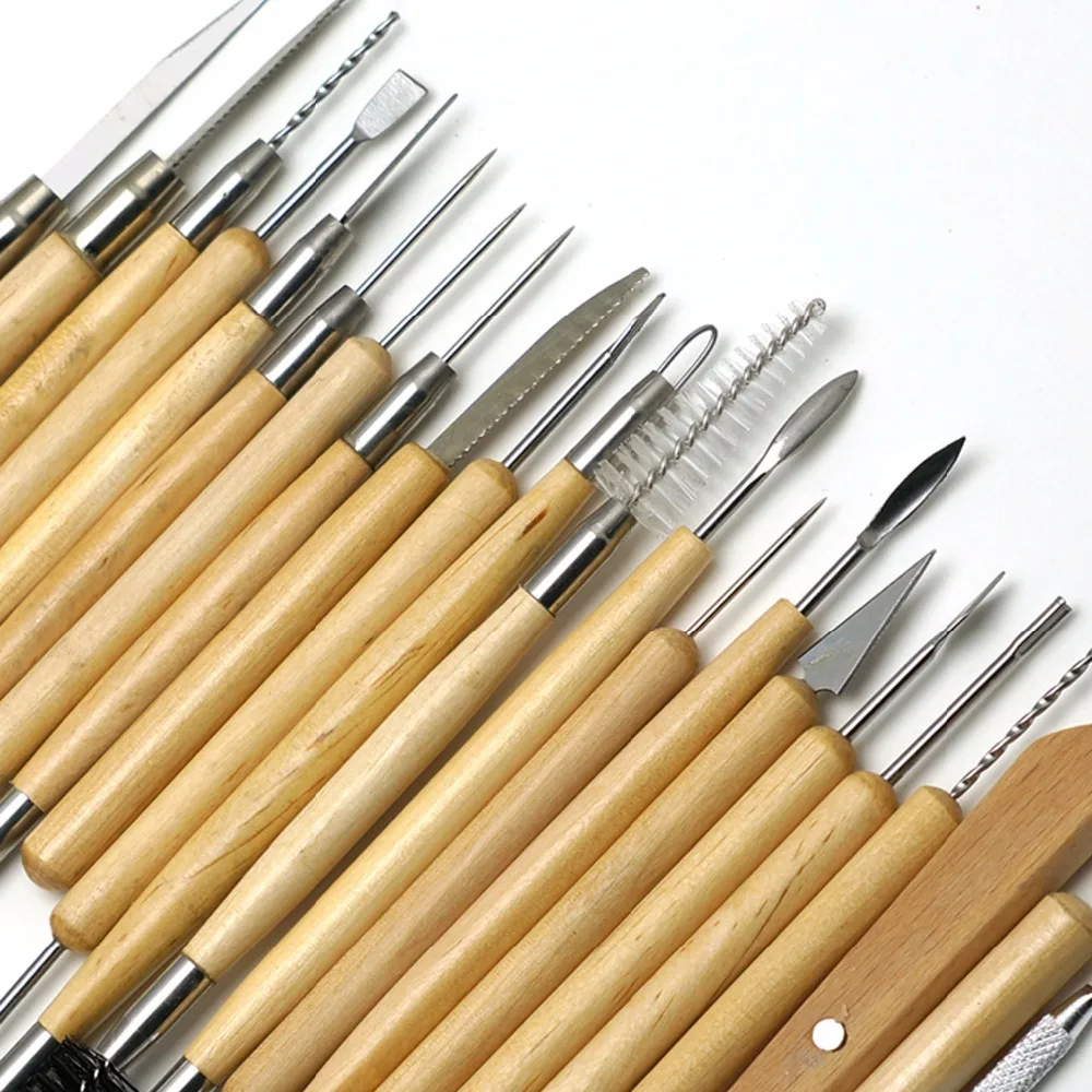 22 PCS Pottery Clay Sculpture Sculpting Carving Modelling Ceramic Hobby Tools 