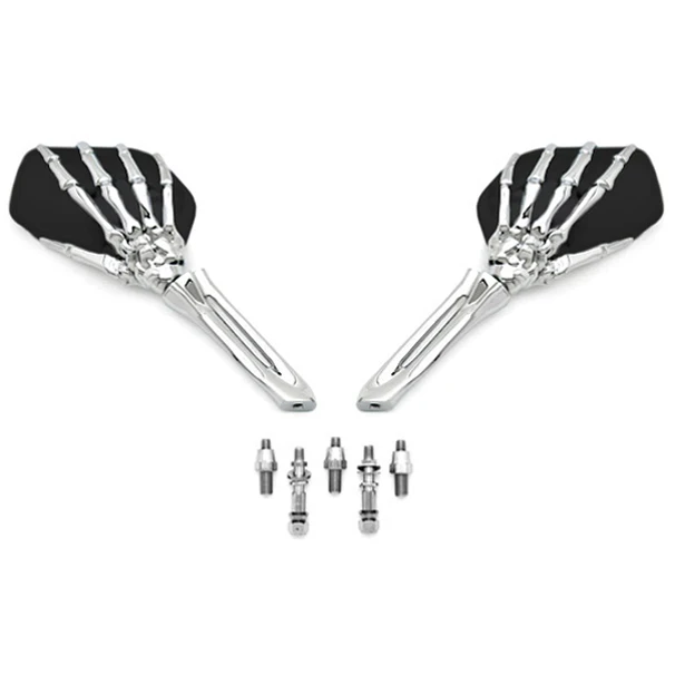 

Free Shipping Black/BlackChrome Skeleton Hand Motorcycle Mirrors For Harley Davidson Dyna Glide Wide Glide FXDWG FXWG