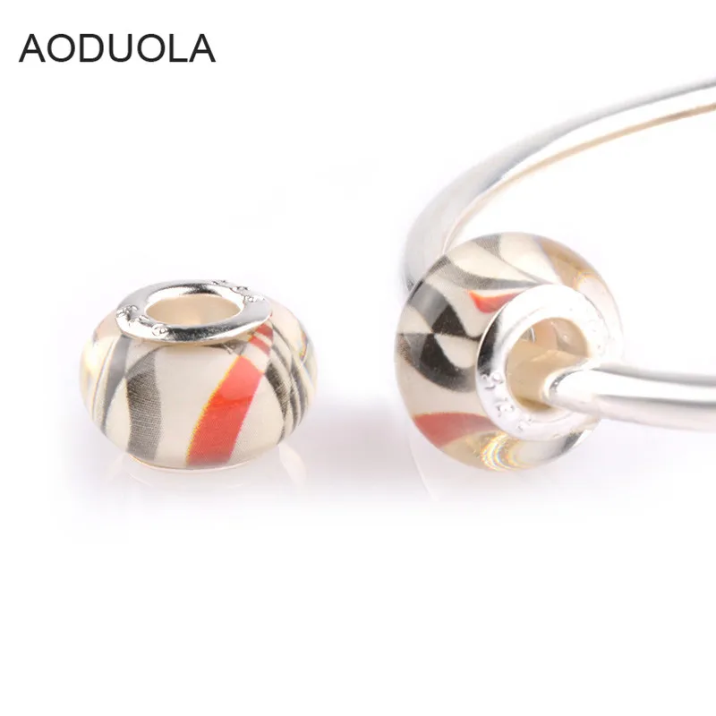 Бусины AODUOLA с красными и черными линиями подходящие стильные европейские
