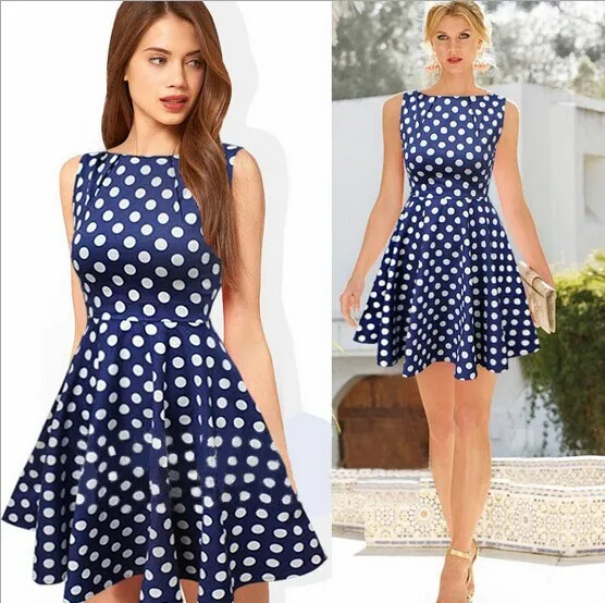 polka dot knee length dress