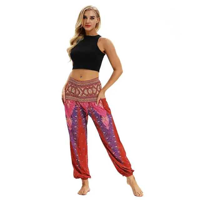 Aliexpress.com : Buy Women Boho Pants Long Trousers Loose High Elastic ...