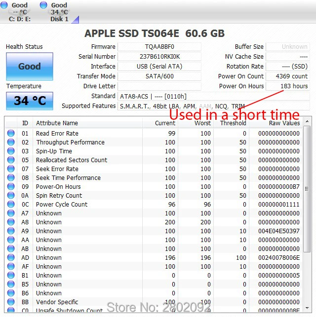  Original 512GB SSD Für 2012 Macbook Air A1465 A1466 SOLID STATE DISK Md231 md232 md223 md224 festpl