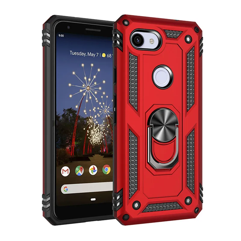 

Shockproof Armor Kickstand Case For Google Pixel 3A Finger Magnetic Ring Holder Anti-Fall Soft Edge Cover for Google Pixel 3A XL
