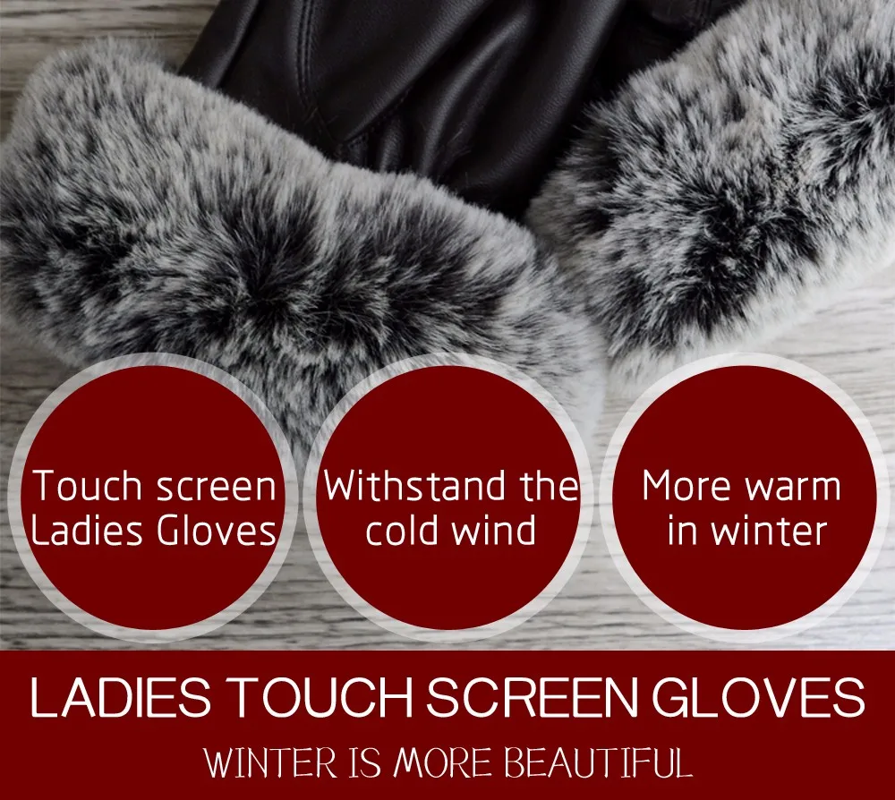 Перчатки с сенсорным экраном Женские зимние кожаные перчатки с сенсорным экраном модные теплые зимние перчатки для девочек женские кожаные перчатки s