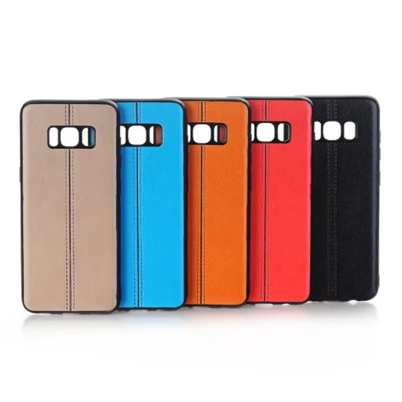 5 warna bisnis PU handphone kasus Untuk Samsung Catatan 8 S8 penuh fit polos garis tengah kasus Untuk Samsung A3 A5 A7 J3 J5 J730 2017 penutup