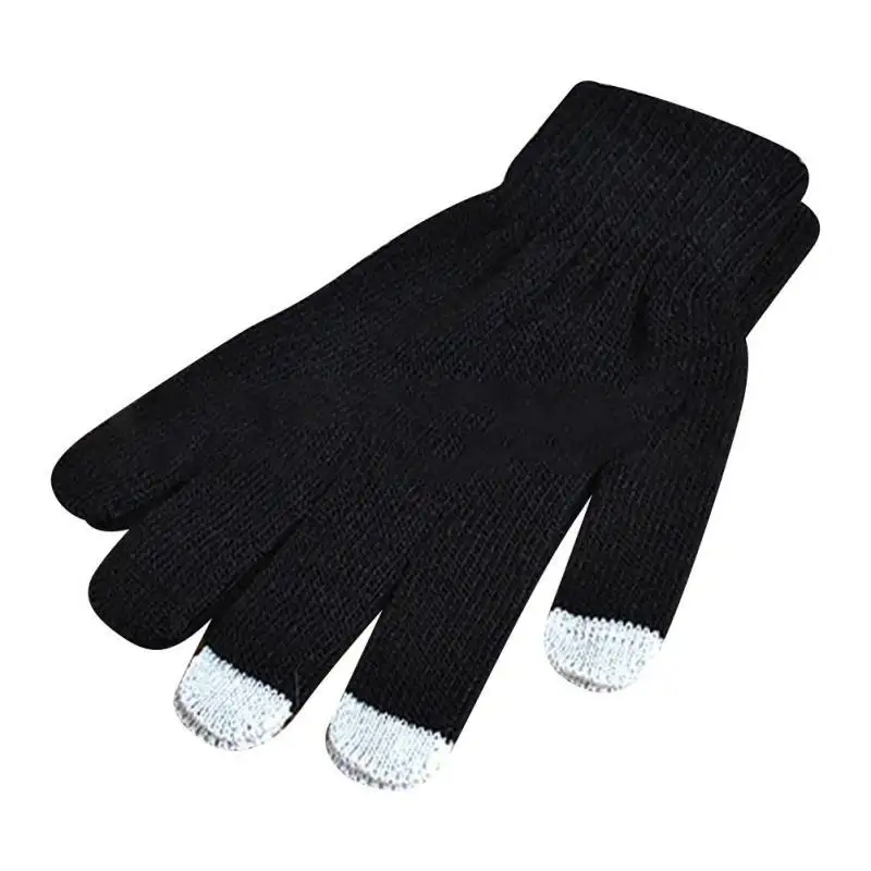 Цветные зимние перчатки для сенсорного экрана для мужчин и женщин, перчатки для пальцев, Женские однотонные хлопковые перчатки, экран для смартфона