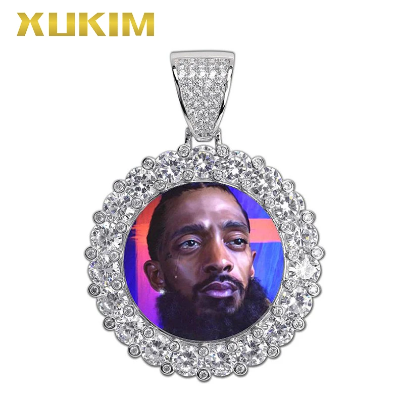 

PH057D Xukim Jewelry Custom Picture Photo Memory Medal Gold Hip Hop Jewelry Iced Out Pendant Necklace