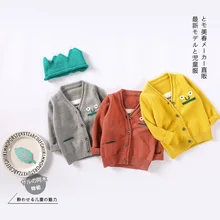 Детские вязаные свитер Зима Повседневное Стиль мультфильм v-образным вырезом с длинными рукавами для маленьких девочек вязаная верхняя одежда младенцы Открыть стежка верхняя одежда