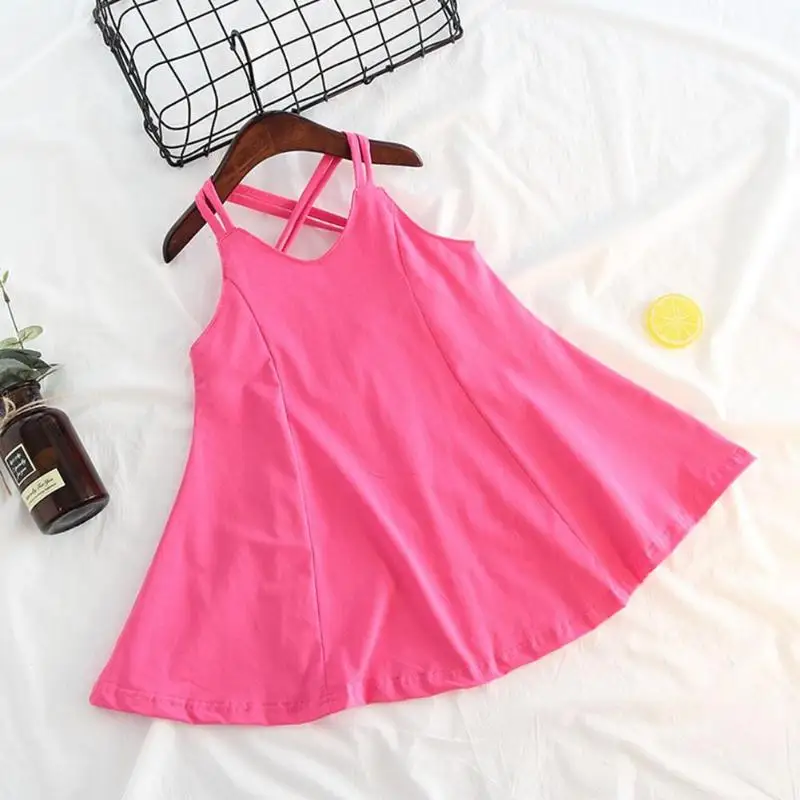 

Korean Style Fashion Design Girls Kids Princess Dress Summer Dress Baby Girls Sling Strap A-Line Princess Kids Holiday Vestidos