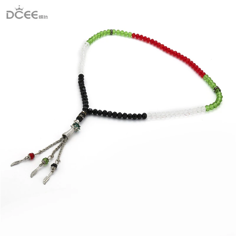 Палестина арабский флаг цвет 99 tesbih Молитвенные Четки из бусин tasbih мусульманский