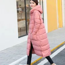 Зимняя женская куртка, новинка, Модная парка, уплотненная, теплая, с капюшоном, Свободное пальто, 90% белый утиный пух, куртка для женщин, зимнее пальто