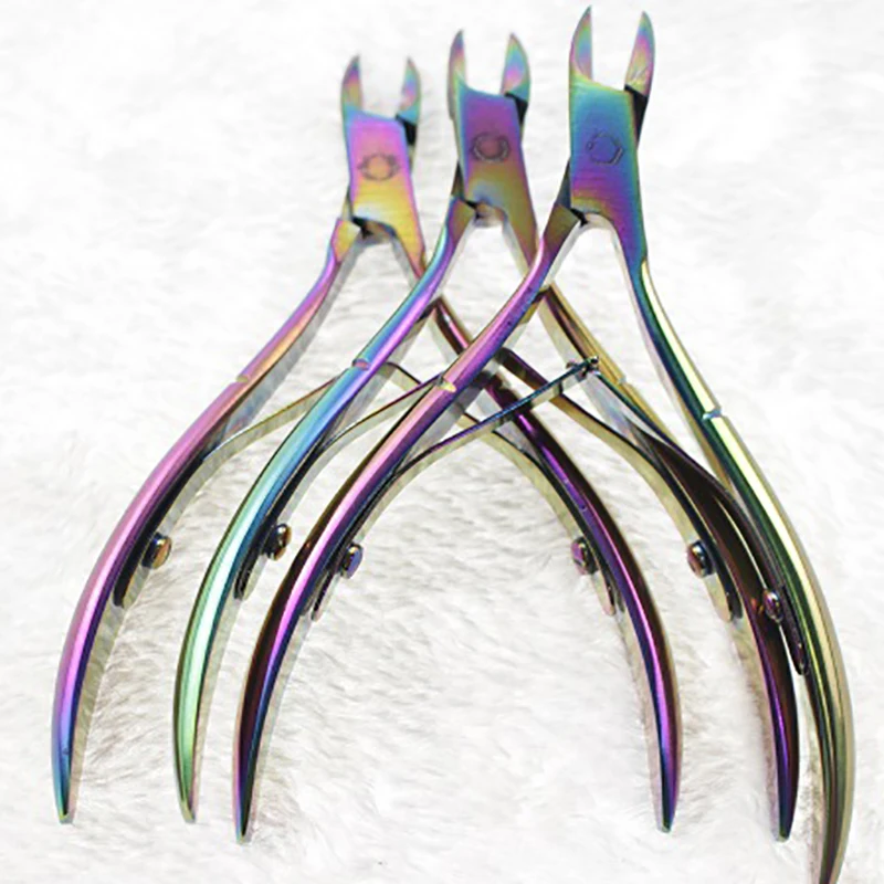 Shellhard 1Pc Rainbow Cuticle Nipper Chameleon Nail Cuticle Nipper Clipper Cutter Dead Skin Remover Manicure Pedicure Tool