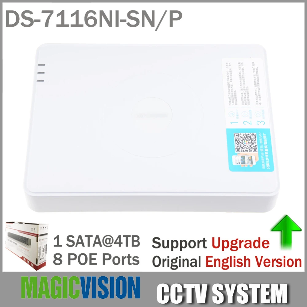 Original Version 16CH NVR DS 7116NI SN P with 8PoE For HD IP Camera Support Upgrade