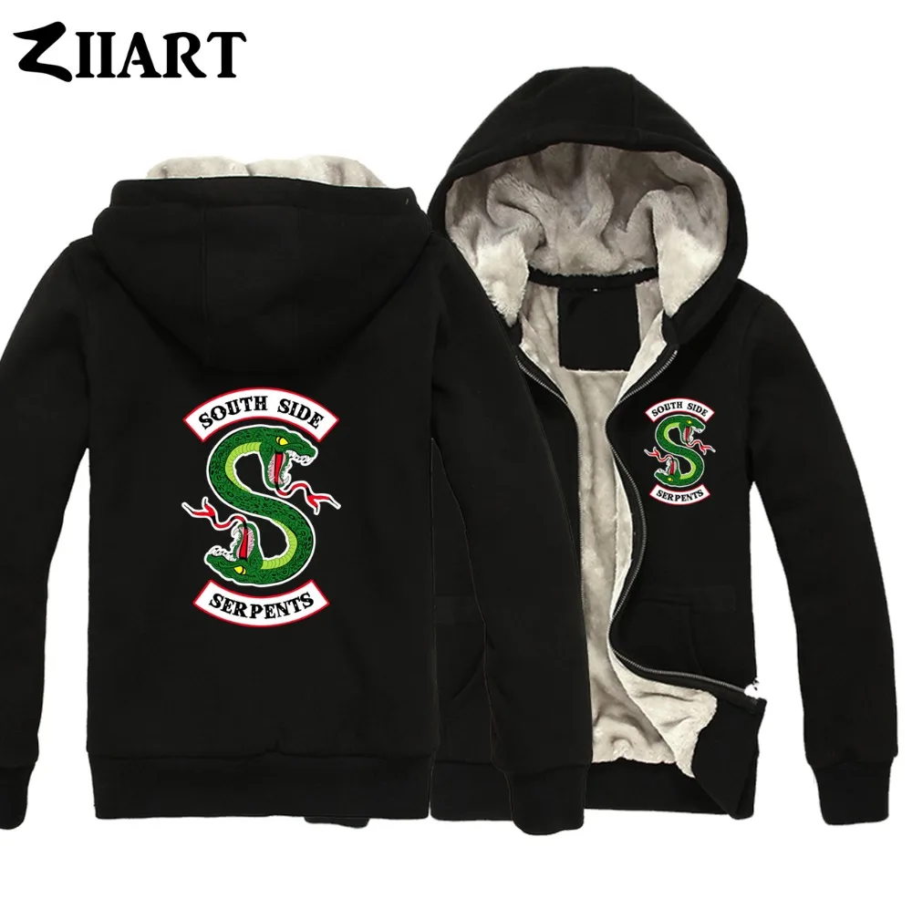 

riverdale south side serpents snake Couple Clothes Girls Woman Full Zip Autumn Winter Plus Velvet Parkas ZIIART